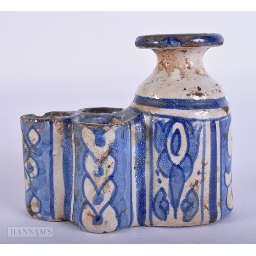 452 - AN ANTIQUE DELFT FAIENCE CONTINENTAL POTTERY VASE. 11 cm wide.