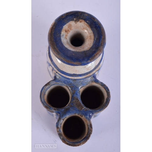 452 - AN ANTIQUE DELFT FAIENCE CONTINENTAL POTTERY VASE. 11 cm wide.