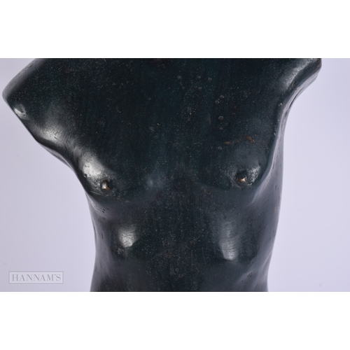 468 - AN EARLY 20TH CENTURY BRONZED PLASTER TORSO OF A MALE After the Antiquity. 39 cm high.