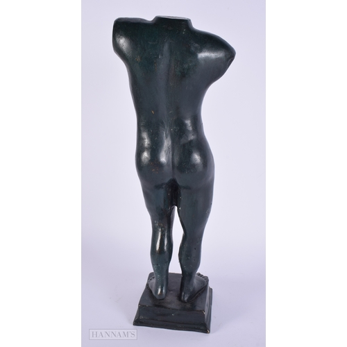 468 - AN EARLY 20TH CENTURY BRONZED PLASTER TORSO OF A MALE After the Antiquity. 39 cm high.