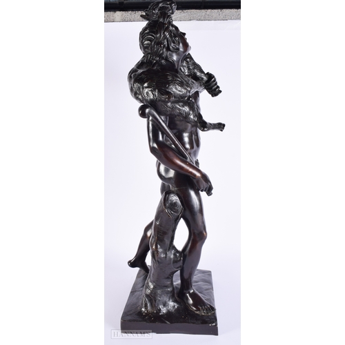 469 - Attributed to Massimiliano SoldanI-Benzi (1656-1740) Bronze, Male with goat. 74 cm x 27 cm.