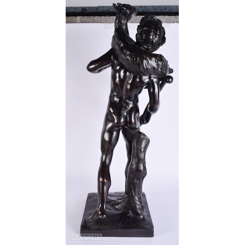 469 - Attributed to Massimiliano SoldanI-Benzi (1656-1740) Bronze, Male with goat. 74 cm x 27 cm.