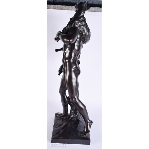 469 - Attributed to Massimiliano SoldanI-Benzi (1656-1740) Bronze, Male with goat. 74 cm x 27 cm.