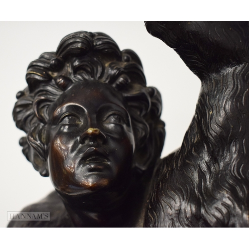 469 - Attributed to Massimiliano SoldanI-Benzi (1656-1740) Bronze, Male with goat. 74 cm x 27 cm.
