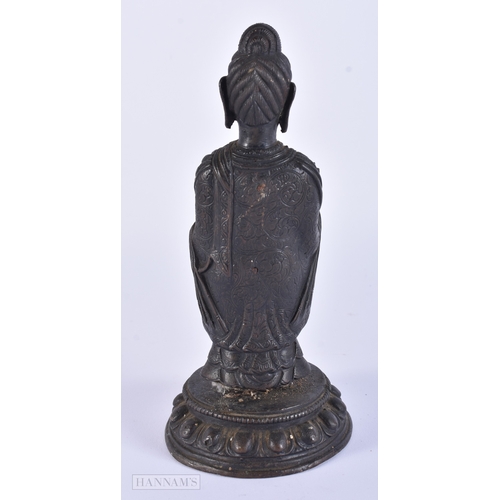 6 - A FINE 19TH CENTURY INDIAN TIBETAN BRONZE BUDDHA beautifully carved with elaborate robes and foliage... 