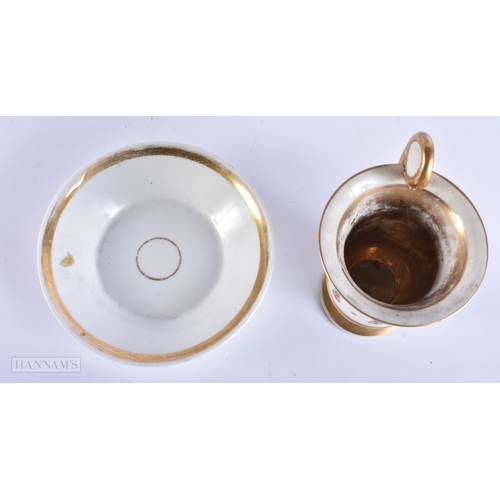 60 - A 19TH CENTURY FRENCH PARIS PORCELAIN INSECT CUP AND SAUCER. 12 cm diameter. (2)