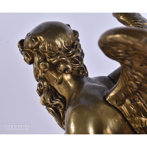 101 - A FINE EARLY 19TH CENTURY EUROPEAN GRAND TOUR GILT BRONZE FIGURE OF KRONOS modelled upon a red marbl... 