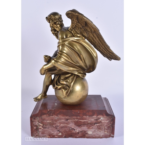 101 - A FINE EARLY 19TH CENTURY EUROPEAN GRAND TOUR GILT BRONZE FIGURE OF KRONOS modelled upon a red marbl... 