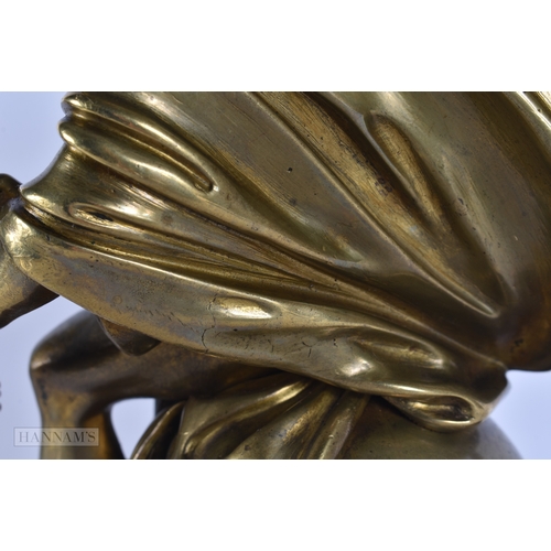 101 - A FINE EARLY 19TH CENTURY EUROPEAN GRAND TOUR GILT BRONZE FIGURE OF KRONOS modelled upon a red marbl... 