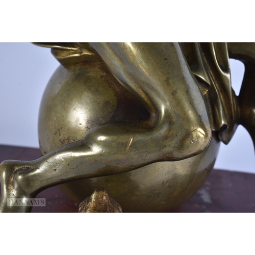 101 - A FINE EARLY 19TH CENTURY EUROPEAN GRAND TOUR GILT BRONZE FIGURE OF KRONOS modelled upon a red marbl... 