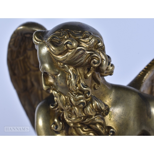 101 - A FINE EARLY 19TH CENTURY EUROPEAN GRAND TOUR GILT BRONZE FIGURE OF KRONOS modelled upon a red marbl... 