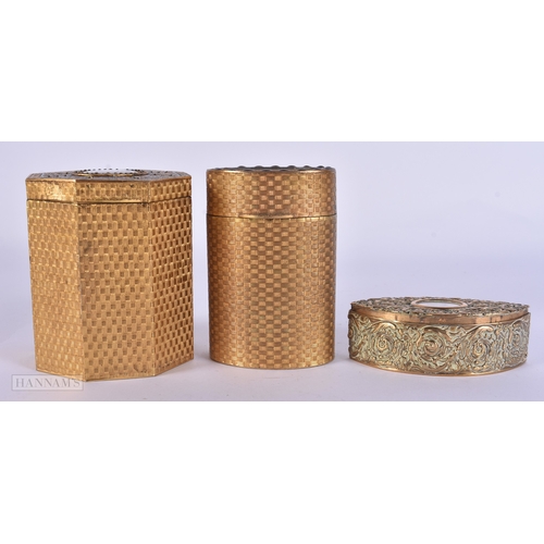104 - Antique Hand Painted Gilt Trinket Boxes. (3)