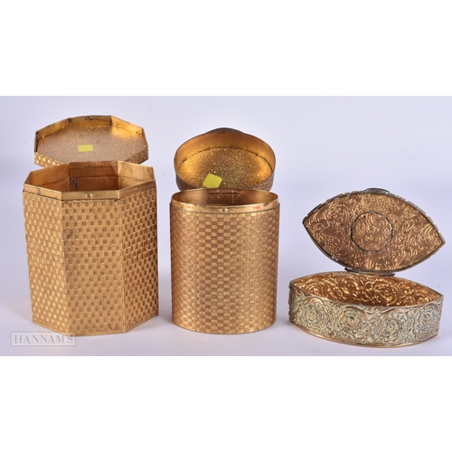 104 - Antique Hand Painted Gilt Trinket Boxes. (3)