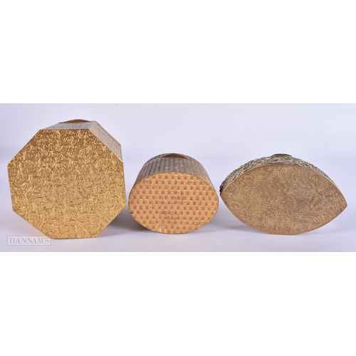 104 - Antique Hand Painted Gilt Trinket Boxes. (3)