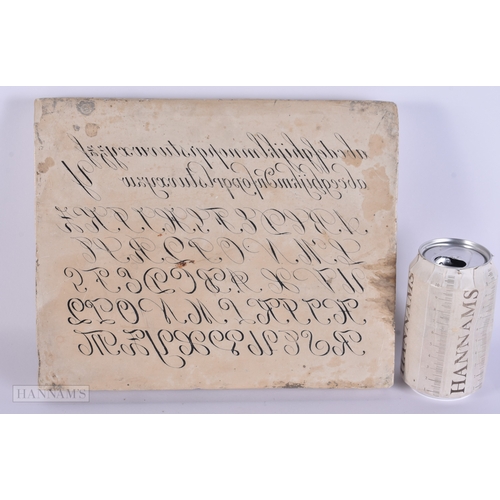 106 - AN UNUSUAL 19TH CENTURY CARVED STONE CALLIGRAPHY BLOCK. 27.5 cm x 22 cm.