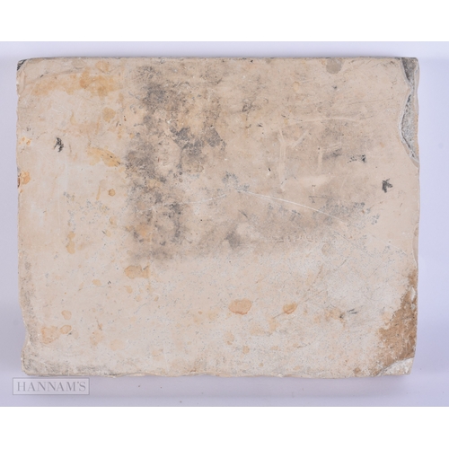 106 - AN UNUSUAL 19TH CENTURY CARVED STONE CALLIGRAPHY BLOCK. 27.5 cm x 22 cm.