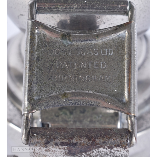 107 - AN ART DECO ACETYLENE/CARBIDE FRONT BICYCLE LAMP NO 153 by Joseph Lucas. 18cm x 16 cm.