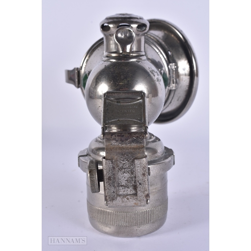 107 - AN ART DECO ACETYLENE/CARBIDE FRONT BICYCLE LAMP NO 153 by Joseph Lucas. 18cm x 16 cm.