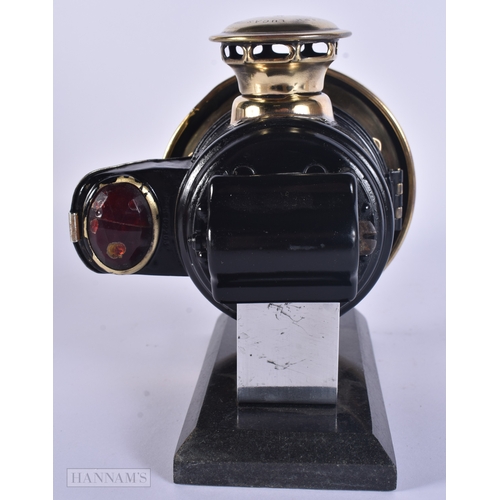 108 - A RARE ART DECO ACETYLENE MOTORISED BICYCLE SIDECAR LAMP NO 354 by Joseph Lucas. 16 cm x 14 cm.