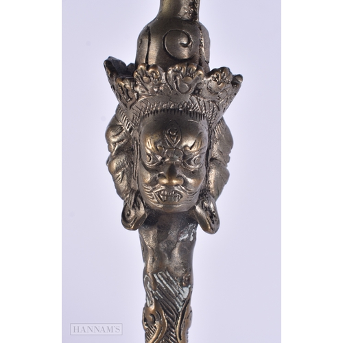 110 - Tibetan Buddhism Ceremonial Brass Cast Phurba. 21 cm long. (3)