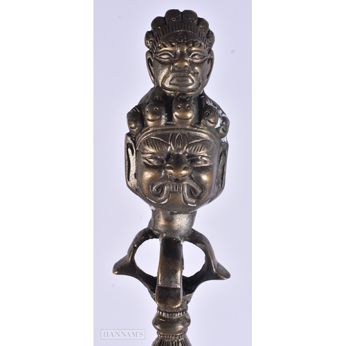 110 - Tibetan Buddhism Ceremonial Brass Cast Phurba. 21 cm long. (3)
