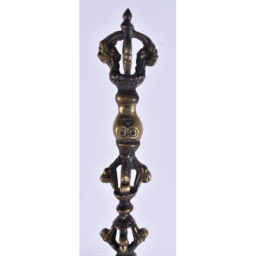 110 - Tibetan Buddhism Ceremonial Brass Cast Phurba. 21 cm long. (3)
