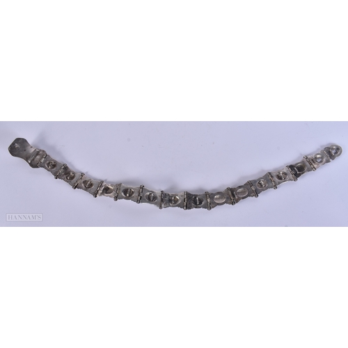 114 - A 19TH CENTURY RUSSIAN SILVER NIELLO BELT decorated with motifs. 427 grams. 75 cm long.