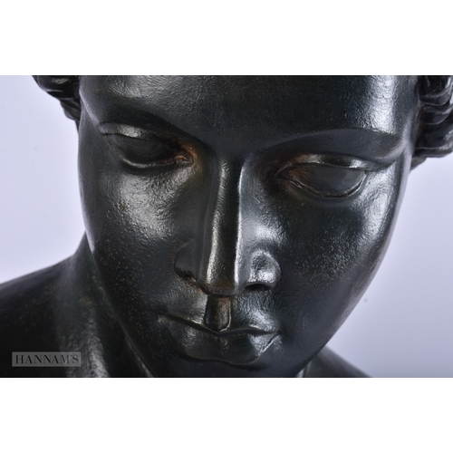 A MONUMENTAL 19TH/20TH CENTURY EUROPEAN GRAND TOUR BRONZE BUST OF A ...