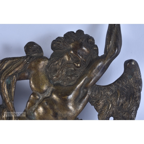 33 - AN 18TH CENTURY EUROPEAN BRONZE FIGURAL PLAQUE APPLIQUE. 16 cm x 14 cm.