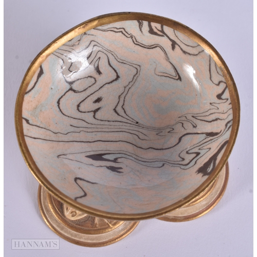 34 - AN UNUSUAL AESTHETIC MOVEMENT SILVER MOUNTED DOULTON BEAKER together with a Doulton Lambeth dolphin ... 