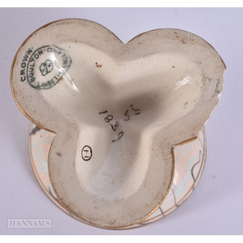 34 - AN UNUSUAL AESTHETIC MOVEMENT SILVER MOUNTED DOULTON BEAKER together with a Doulton Lambeth dolphin ... 