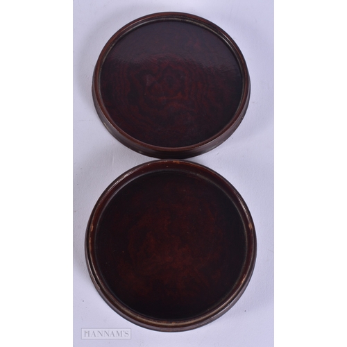 36 - A FINE 19TH CENTURY CONTINENTAL PAINTED PAPIER MACHE SNUFF BOX Attributed to Stobwasser. 10 cm diame... 