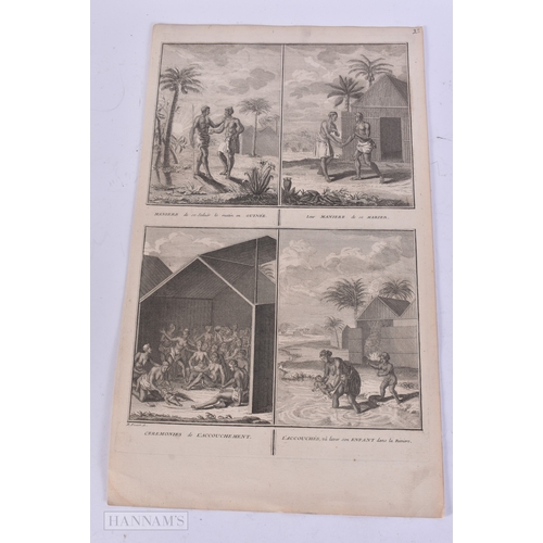 39 - THREE 18TH CENTURY TRIBAL ENGRAVINGS B Picart 1729. 40 cm x 24 cm. (3)