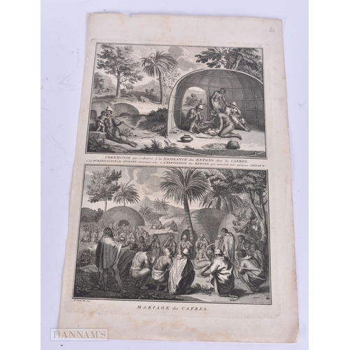 39 - THREE 18TH CENTURY TRIBAL ENGRAVINGS B Picart 1729. 40 cm x 24 cm. (3)