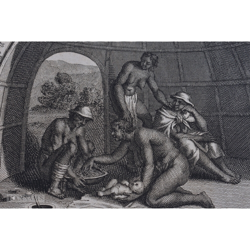 39 - THREE 18TH CENTURY TRIBAL ENGRAVINGS B Picart 1729. 40 cm x 24 cm. (3)