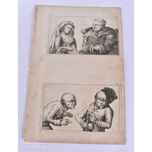 40 - A COLLECTION OF HUMOROUS 18TH CENTURY ENGRAVINGS depicting various figural scenes. 38 cm x 24 cm. (q... 