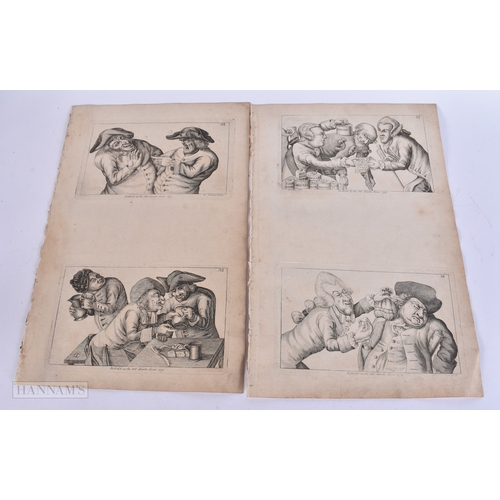 40 - A COLLECTION OF HUMOROUS 18TH CENTURY ENGRAVINGS depicting various figural scenes. 38 cm x 24 cm. (q... 
