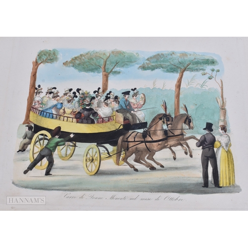 41 - FOUR 19TH CENTURY HAND COLOURED ENGRAVINGS. 38 cm x 26 cm. (4)