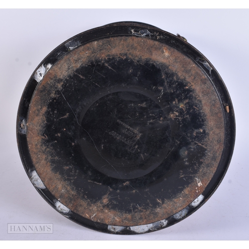 45 - AN ANTIQUE GILDED TOLEWARE CHINOISERIE TEA CANISTER AND COVER. 36 cm x 22 cm.