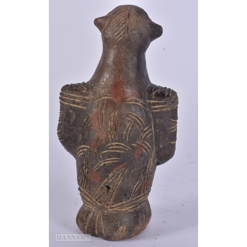 52 - AN UNUSUAL ANTIQUE TRIBAL PAINTED POTTERY FERTILITY FIGURE. 14 cm high.
