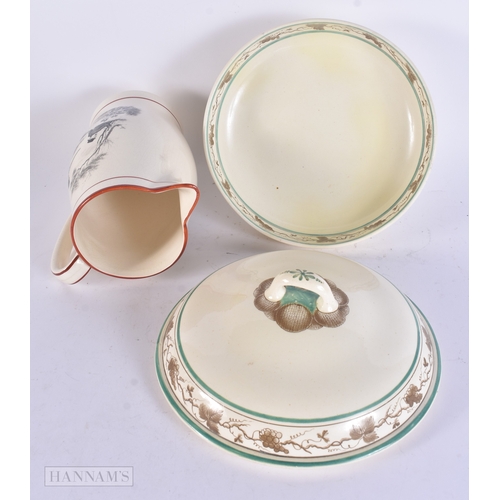 55 - A LARGE EARLY 19TH CENTURY CREAMWARE TUREEN AND COVER together with a similar jug. Largest 23 cm wid... 
