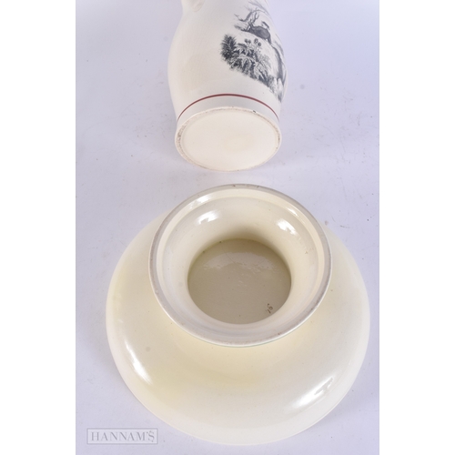 55 - A LARGE EARLY 19TH CENTURY CREAMWARE TUREEN AND COVER together with a similar jug. Largest 23 cm wid... 