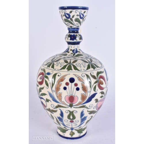 56 - A LARGE HUNGARIAN ZSOLNAY PECS ISLAMIC STYLE EWER. 28cm high.