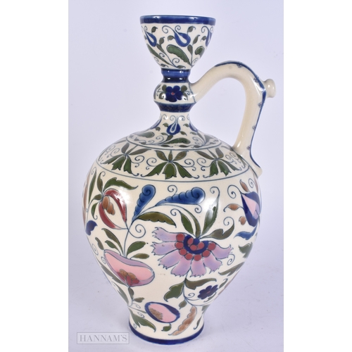56 - A LARGE HUNGARIAN ZSOLNAY PECS ISLAMIC STYLE EWER. 28cm high.