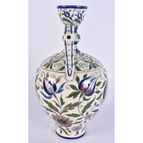 56 - A LARGE HUNGARIAN ZSOLNAY PECS ISLAMIC STYLE EWER. 28cm high.