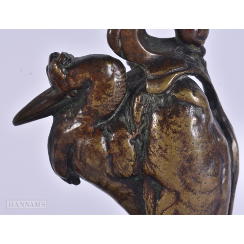 57 - Auguste Nicolas Cain (19th Century) Pair, Bronze bird candlesticks. 25 cm high.