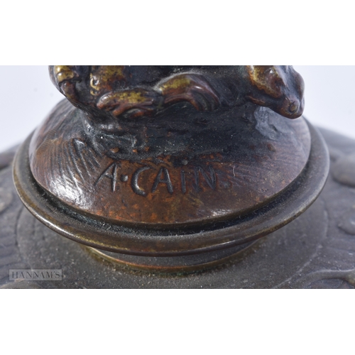 57 - Auguste Nicolas Cain (19th Century) Pair, Bronze bird candlesticks. 25 cm high.