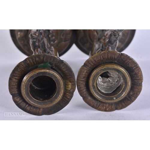 57 - Auguste Nicolas Cain (19th Century) Pair, Bronze bird candlesticks. 25 cm high.