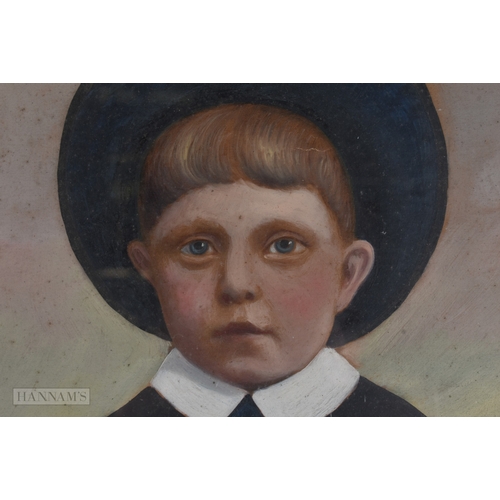59 - English Naive School (19th Century) Figure with trumpet within a landscape. 78 cm x 68 cm.