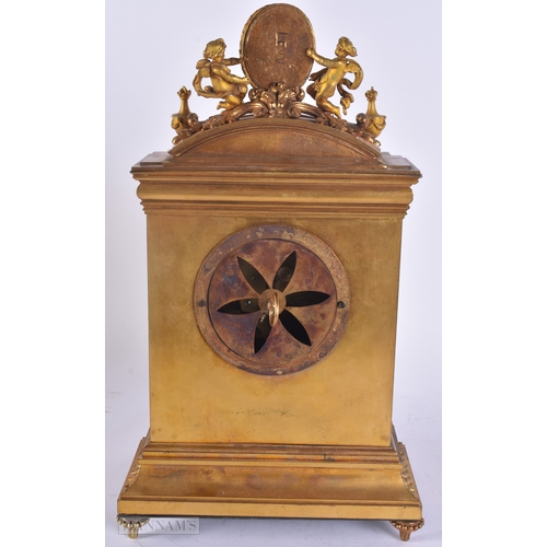60 - A FINE 19TH CENTURY FRENCH SEVRES PORCELAIN ORMOLU MANTEL CLOCK formed with beautifully painted pane... 